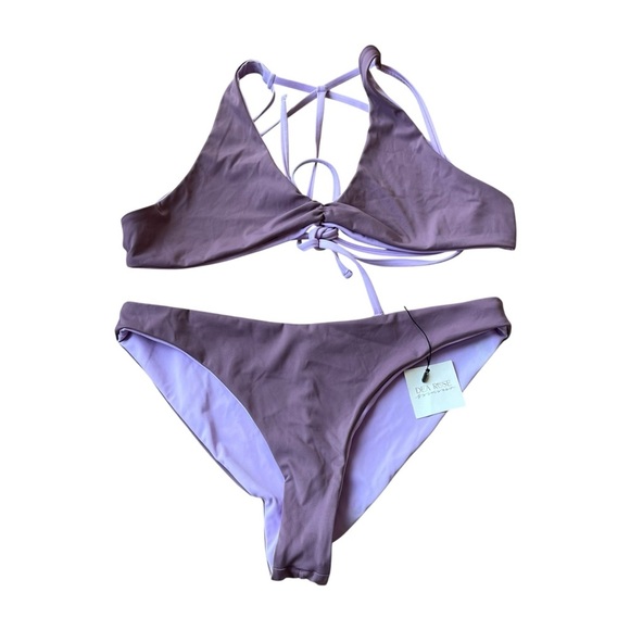 Dea Rose Swimwear Lilac Purple Reversible Bikini Set Women’s Size XL NWT Sexy - Picture 10 of 10